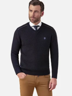 Wam Denim Truien|Dover Slim Fit V-Neck Navy Truien