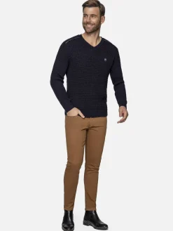 Wam Denim Truien|Dover Slim Fit V-Neck Navy Truien