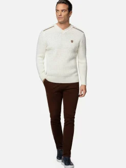 Wam Denim Truien|Dover Slim Fit V-Neck Off-White Truien