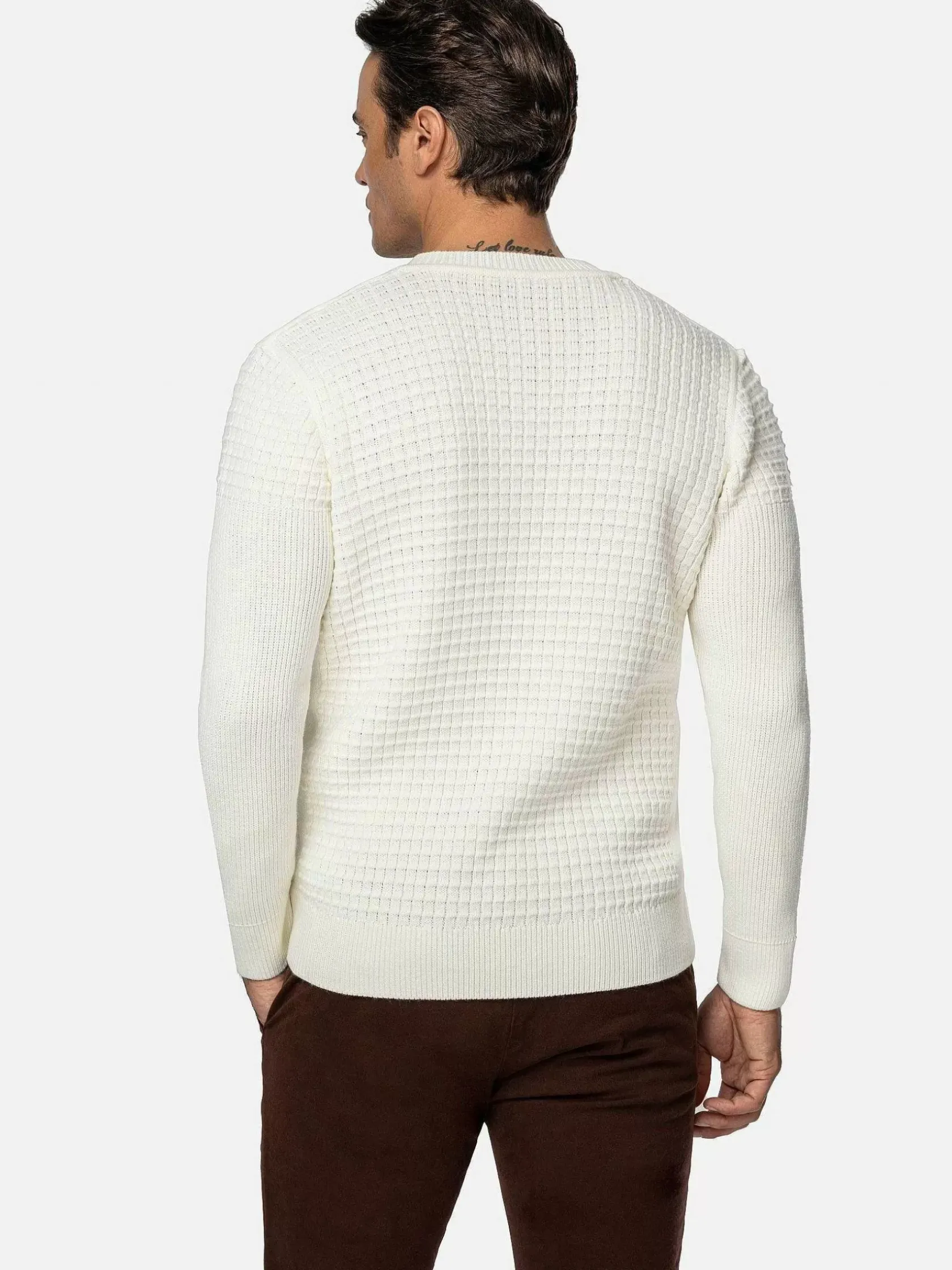 Wam Denim Truien|Dover Slim Fit V-Neck Off-White Truien