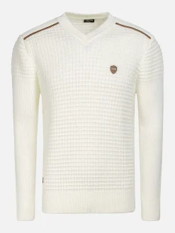 Wam Denim Truien|Dover Slim Fit V-Neck Off-White Truien