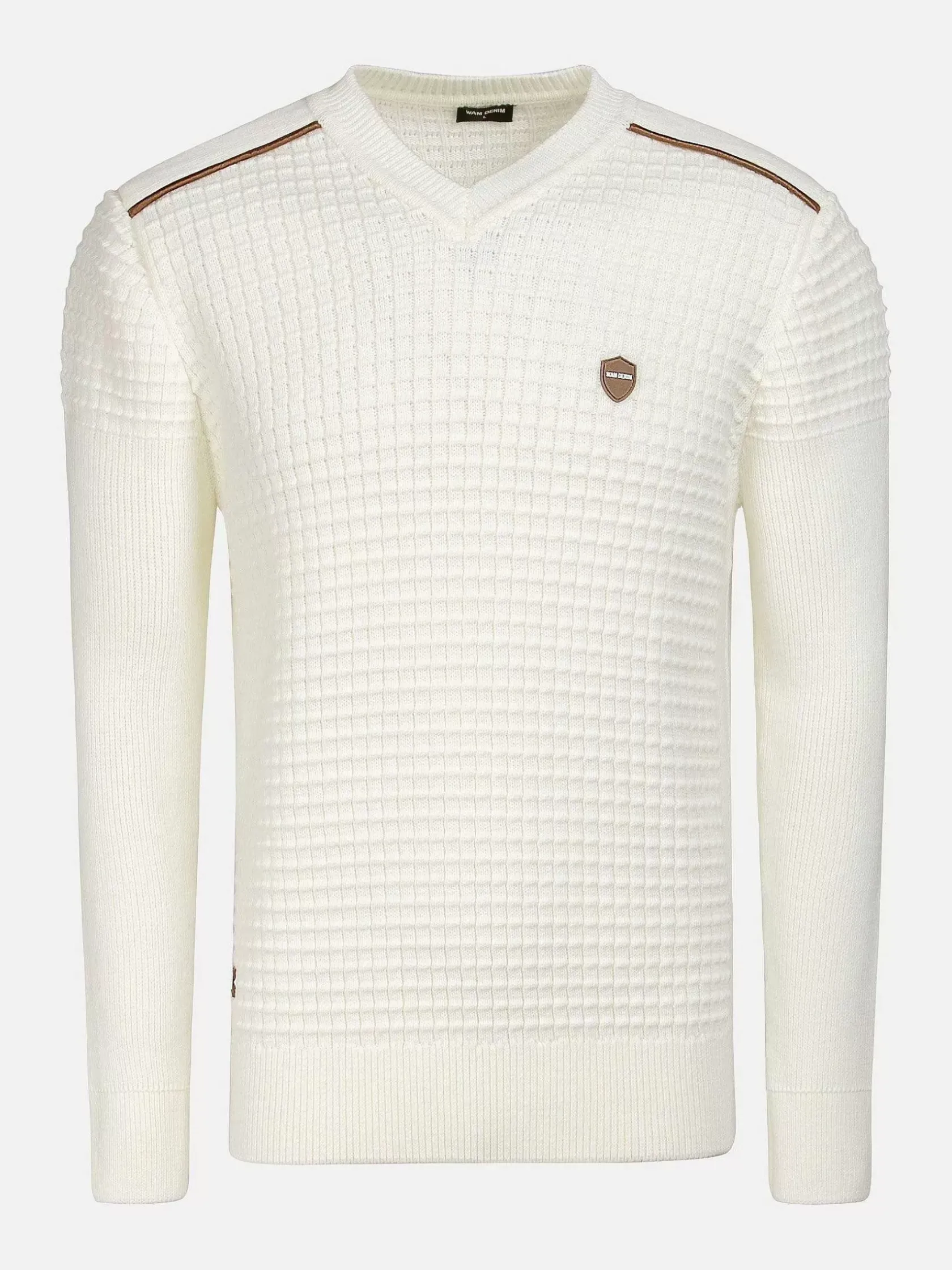 Wam Denim Truien|Dover Slim Fit V-Neck Off-White Truien