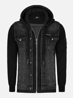 Wam Denim Vesten|Echten Slim Fit Hoodie Black Vesten