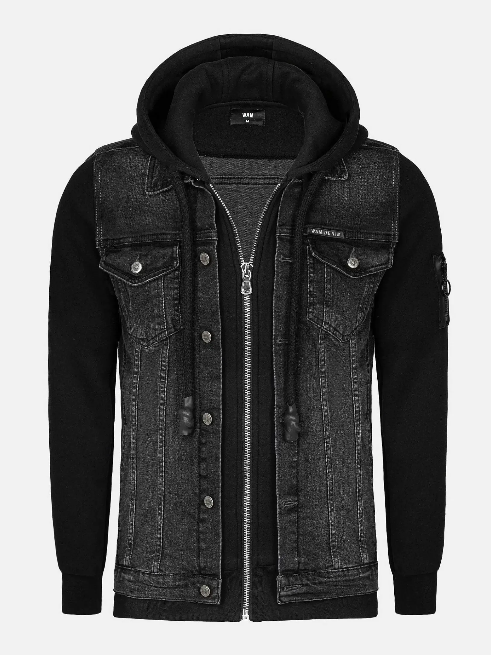 Wam Denim Vesten|Echten Slim Fit Hoodie Black Vesten