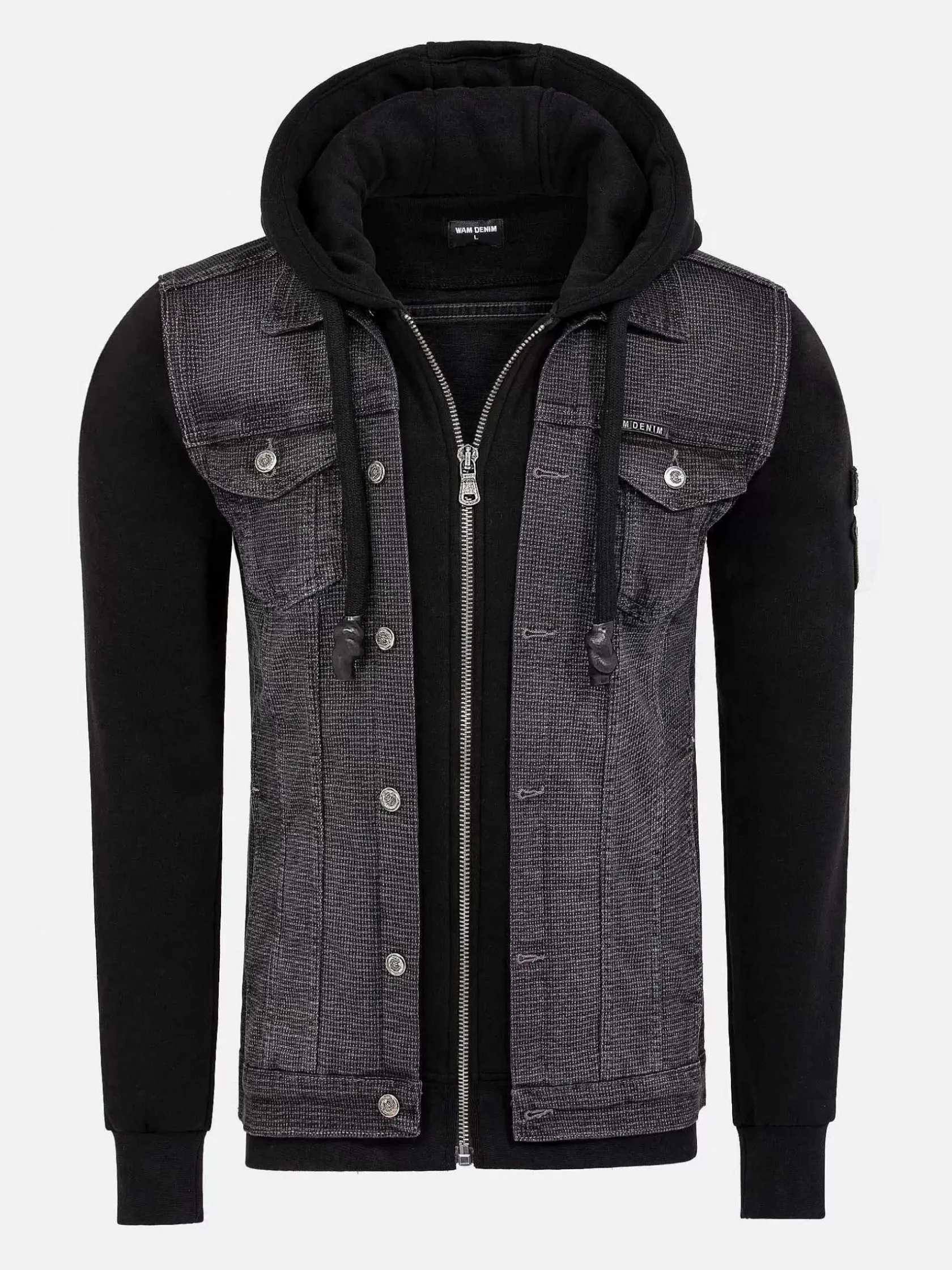 Wam Denim Vesten|Echten Slim Fit Hoodie Black Vesten