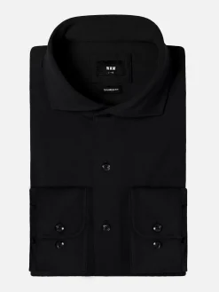 Wam Denim Overhemd Lange Mouwen|Everest Spread Collar Black Overhemd Lange Mouw