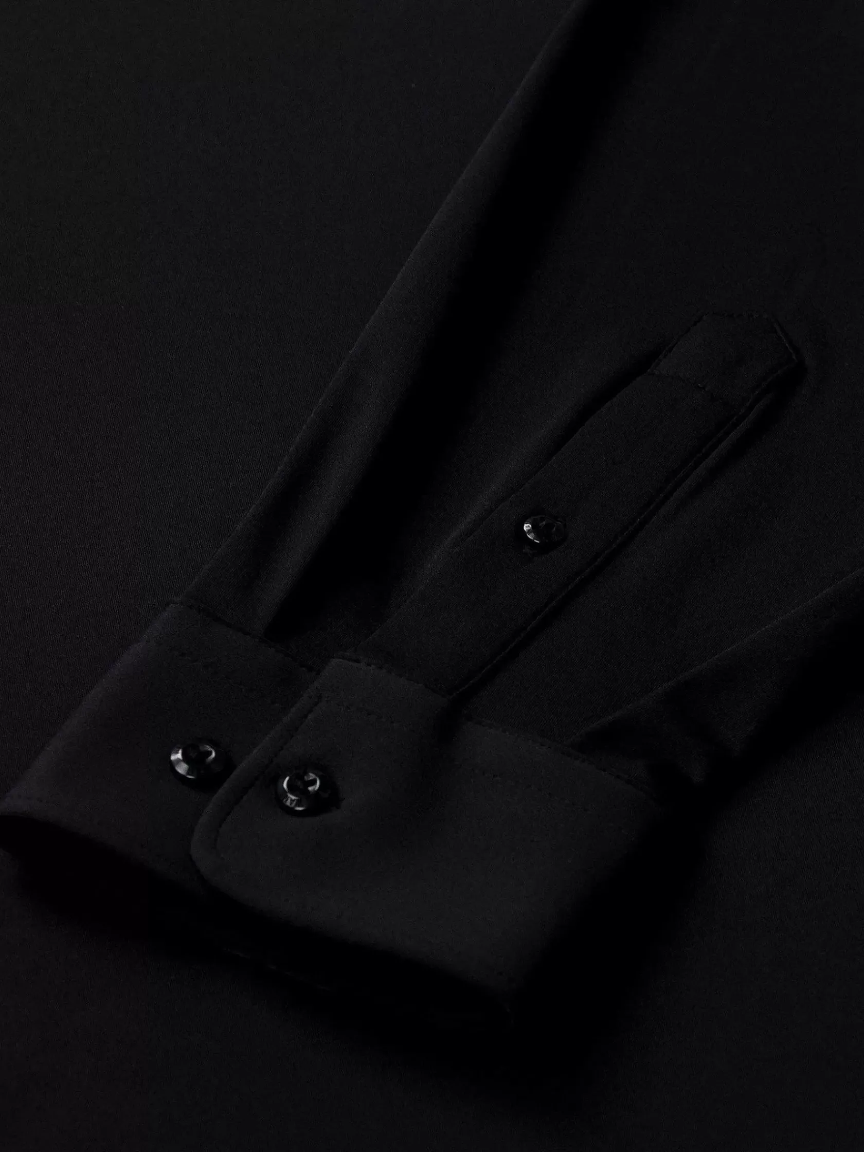 Wam Denim Overhemd Lange Mouwen|Everest Spread Collar Black Overhemd Lange Mouw