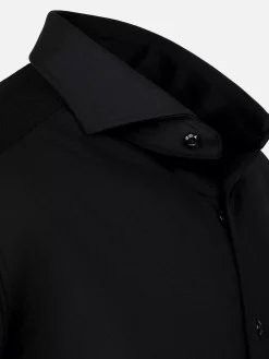 Wam Denim Overhemd Lange Mouwen|Everest Spread Collar Black Overhemd Lange Mouw