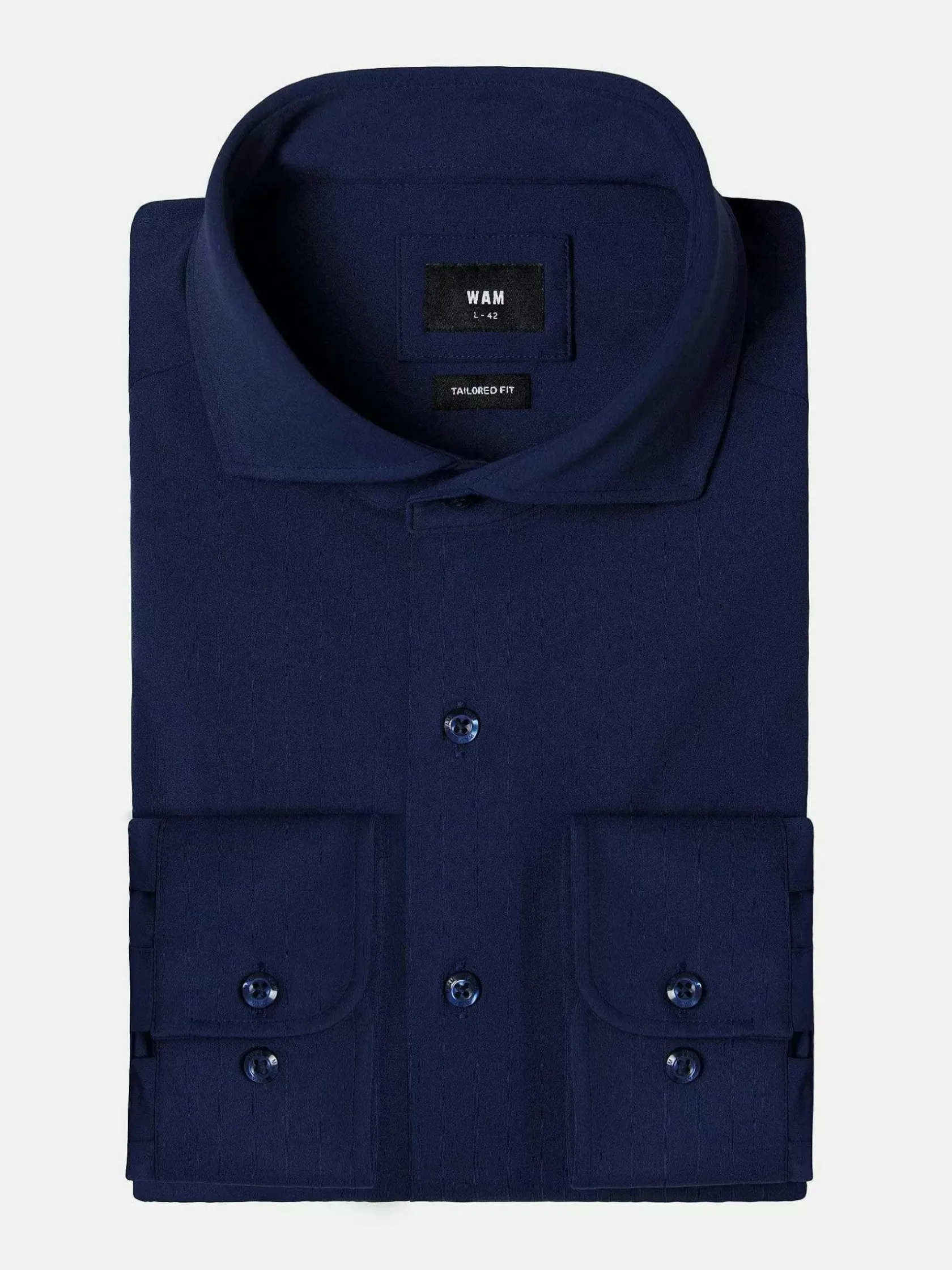 Wam Denim Overhemd Lange Mouwen|Everest Stretched Navy Overhemd Lange Mouw