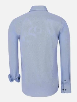 Wam Denim Overhemd Lange Mouwen|Flers Double Collar Blue Overhemd Lange Mouw