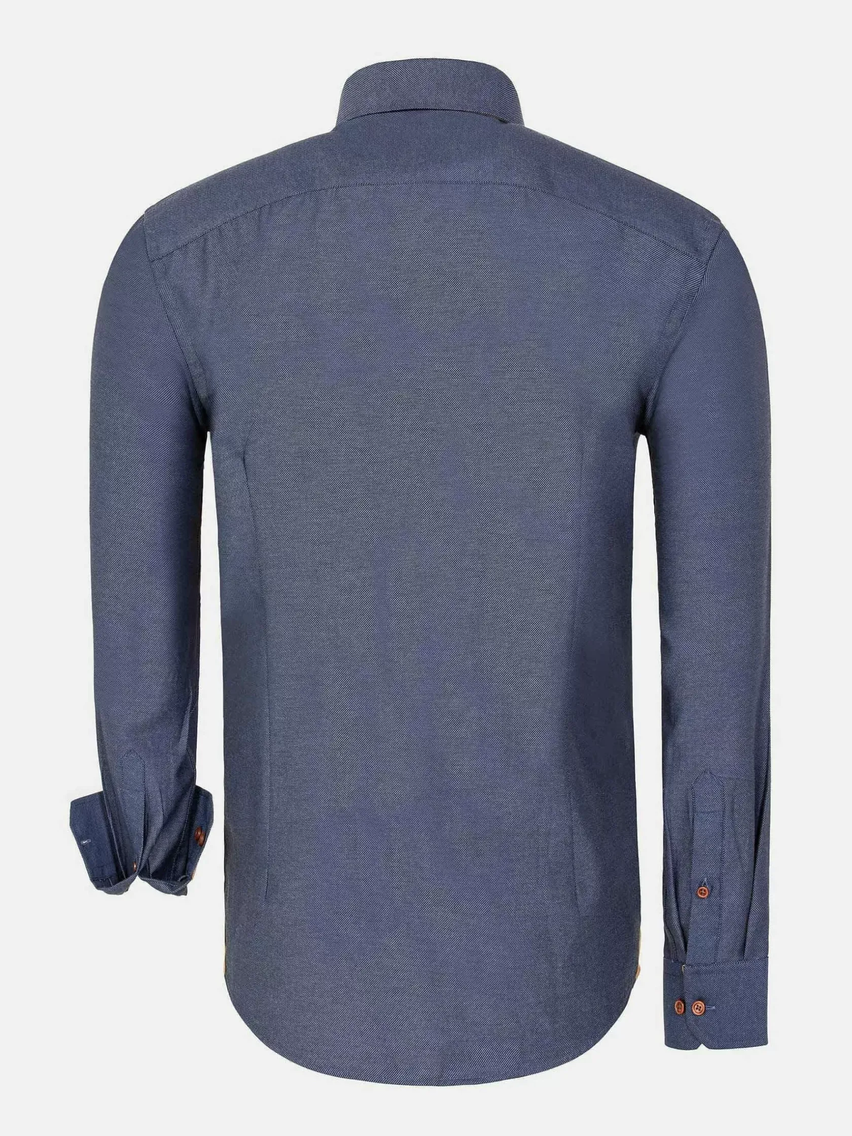 Wam Denim Overhemd Lange Mouwen|Flers Double Collar Dark Indigo Overhemd Lange Mouw