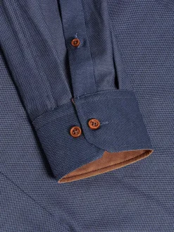Wam Denim Overhemd Lange Mouwen|Flers Double Collar Dark Indigo Overhemd Lange Mouw