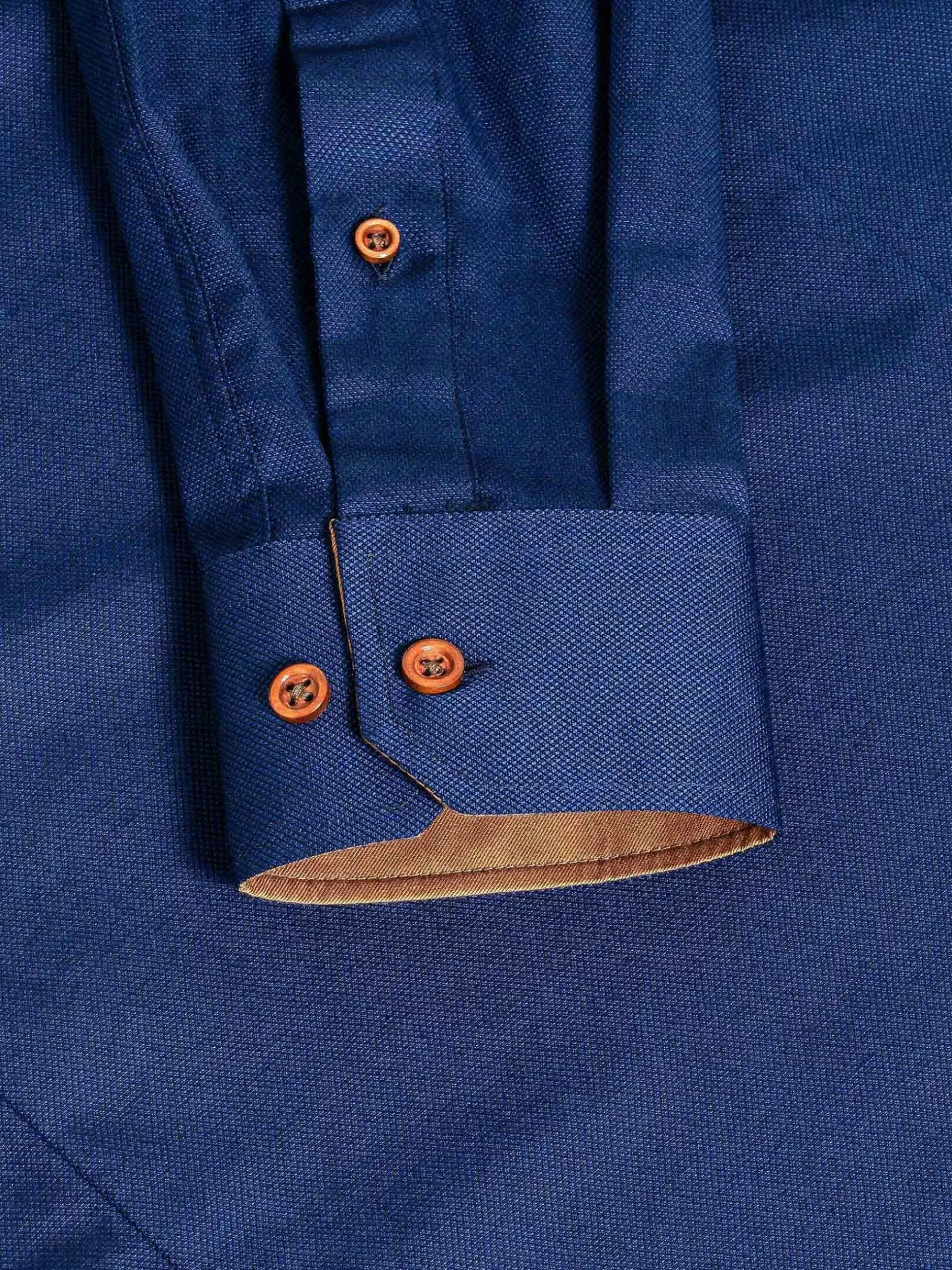 Wam Denim Overhemd Lange Mouwen|Flers Double Collar Navy Overhemd Lange Mouw