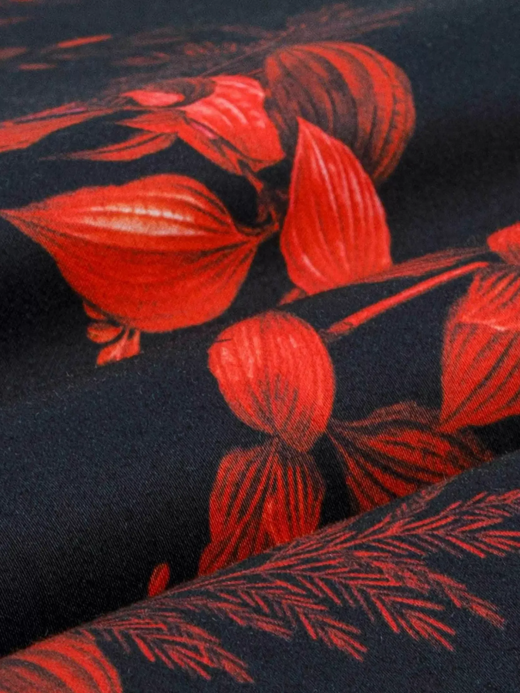 Wam Denim Overhemd Lange Mouwen|Florence Red Floral Black Overhemd Lange Mouw