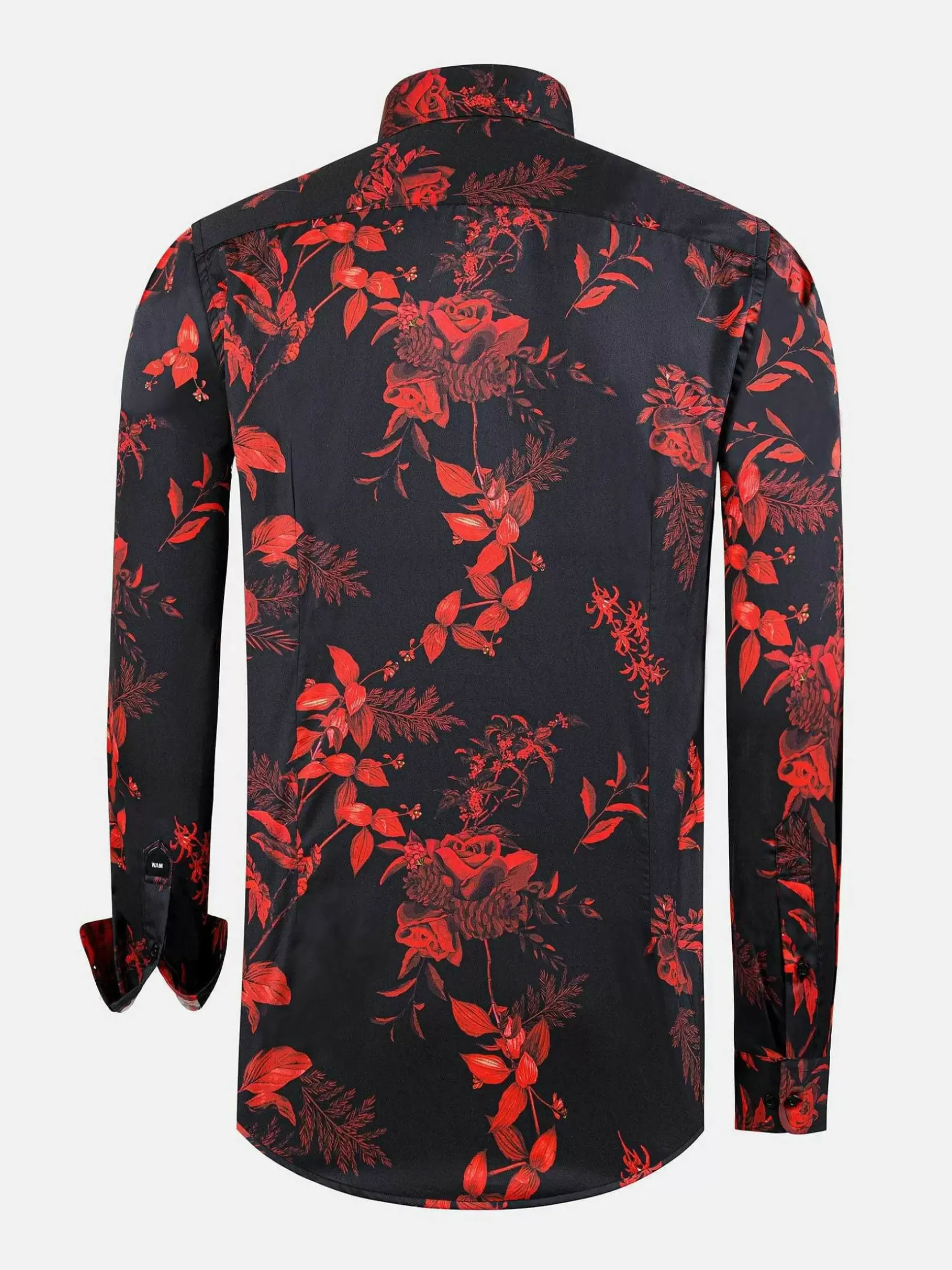 Wam Denim Overhemd Lange Mouwen|Florence Red Floral Black Overhemd Lange Mouw