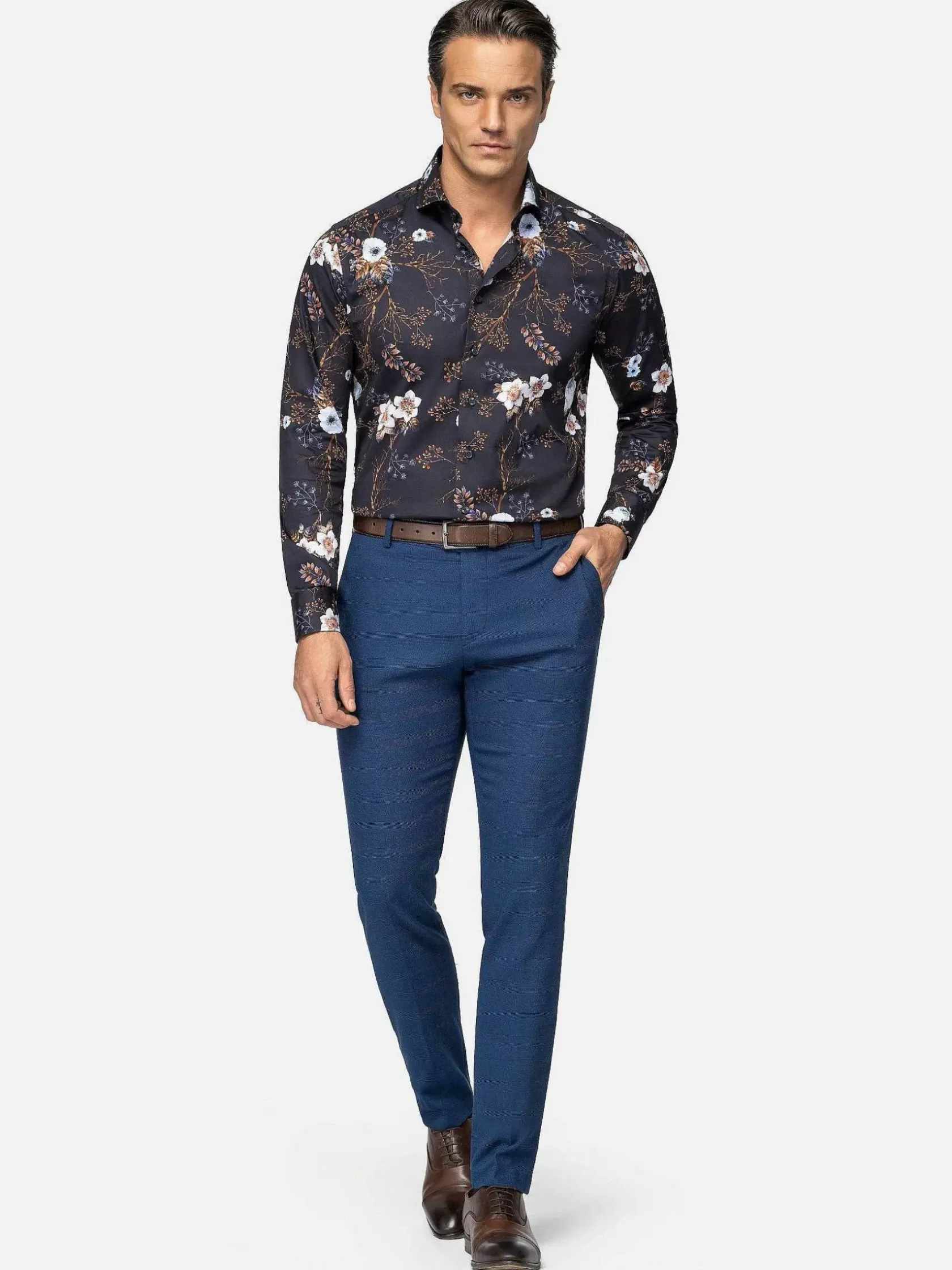 Wam Denim Pantalons|Gimont Slim Fit Navy Pantalon