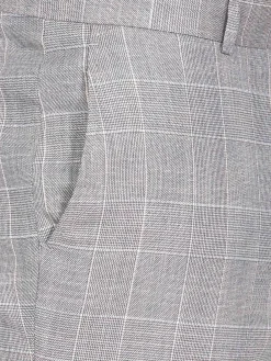 Wam Denim Pantalons|Ground Checkered Slim Fit Grey Pantalon