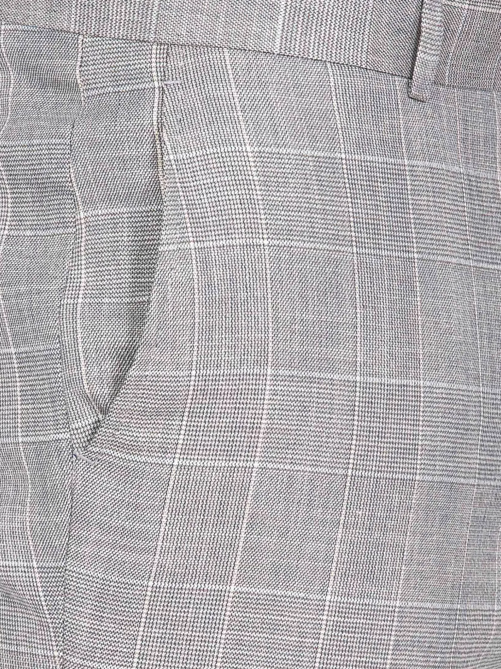 Wam Denim Pantalons|Ground Checkered Slim Fit Grey Pantalon