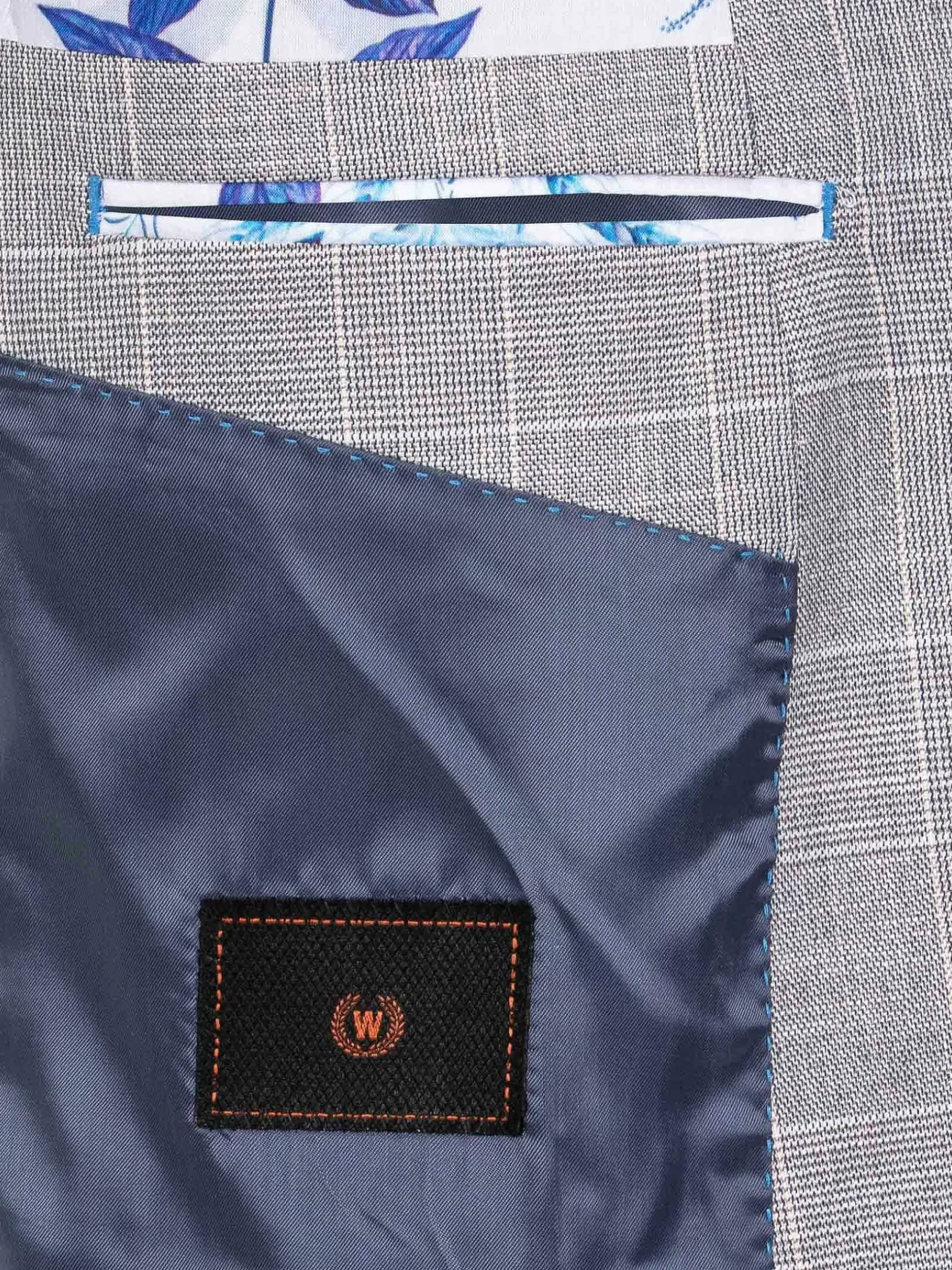 Wam Denim Colberts|Ground Checkered Slim Fit Grey Colbert