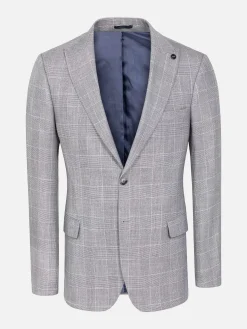 Wam Denim Colberts|Ground Checkered Slim Fit Grey Colbert