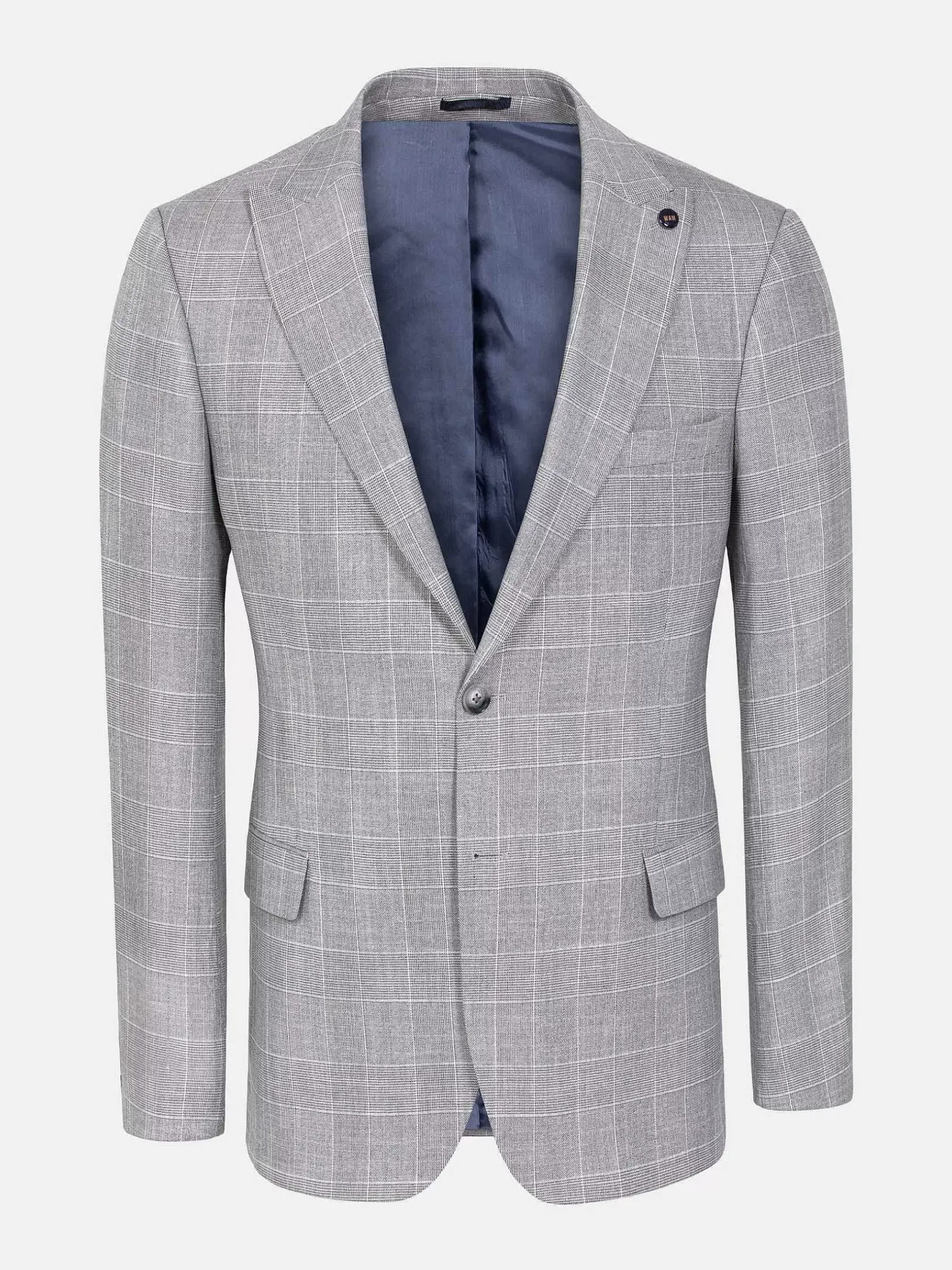 Wam Denim Colberts|Ground Checkered Slim Fit Grey Colbert