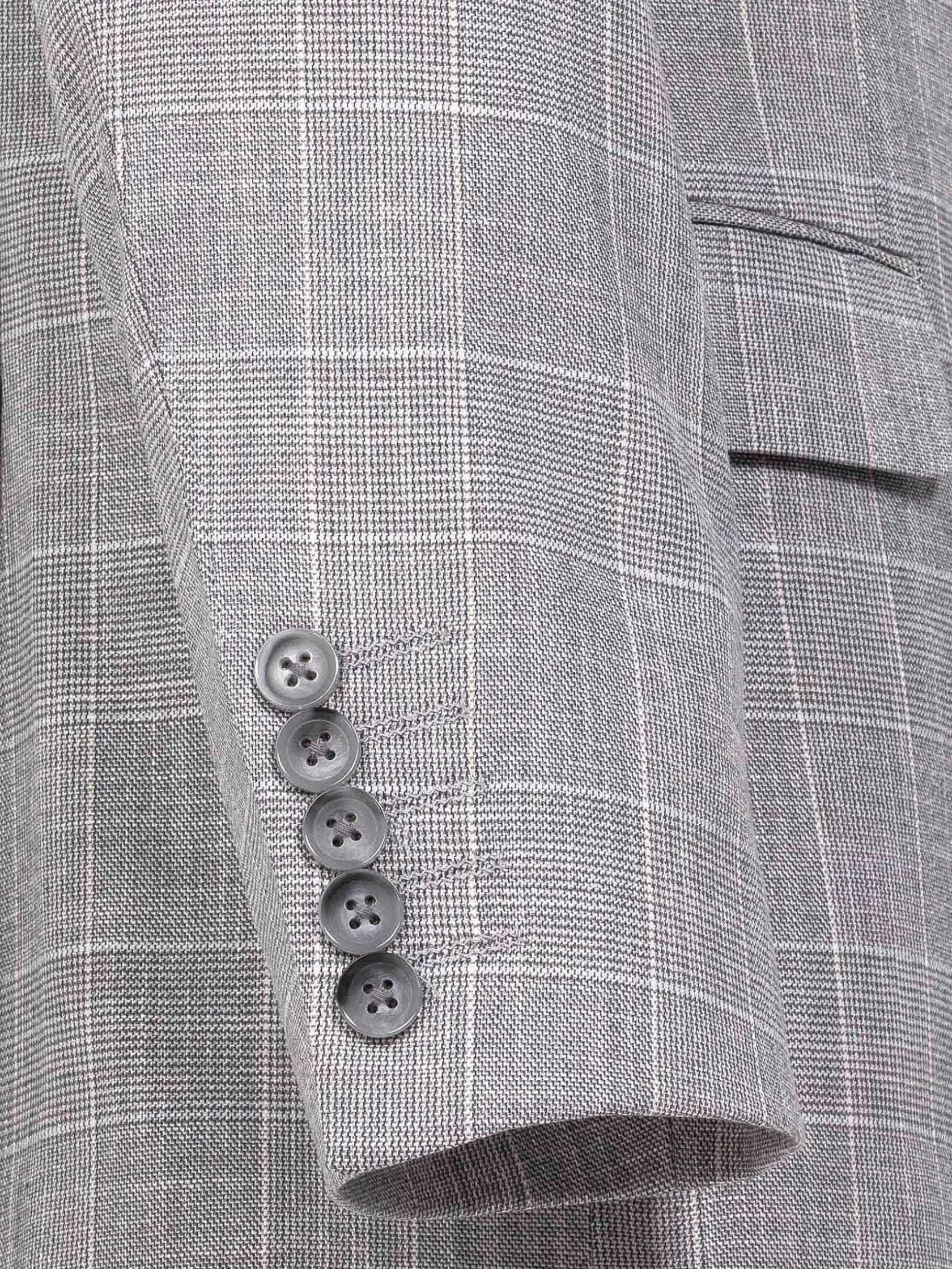 Wam Denim Colberts|Ground Checkered Slim Fit Grey Colbert