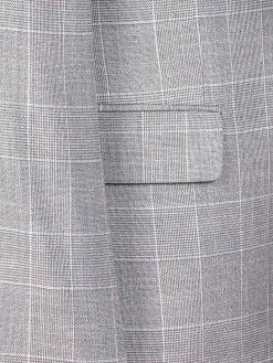 Wam Denim Colberts|Ground Checkered Slim Fit Grey Colbert