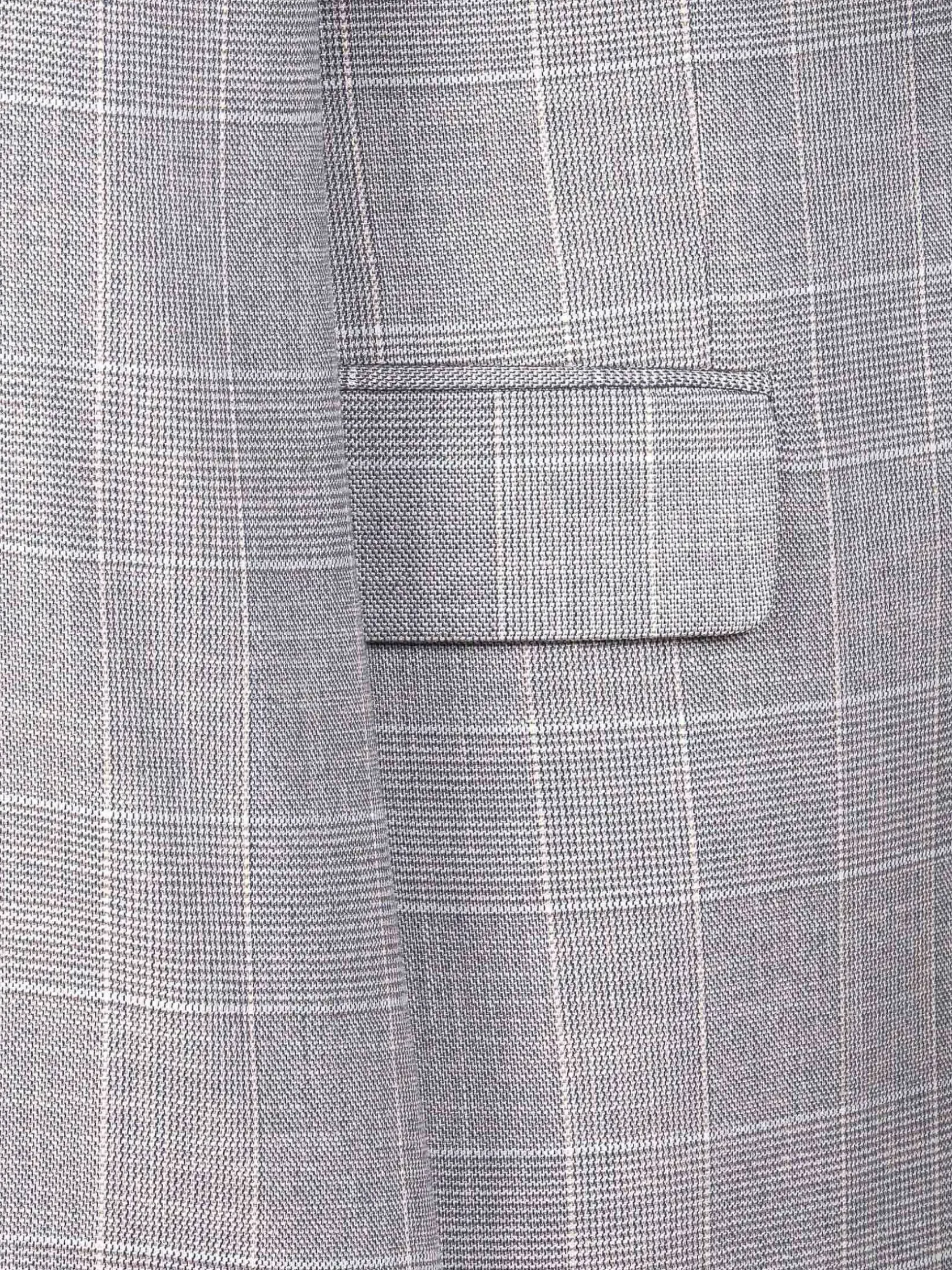 Wam Denim Colberts|Ground Checkered Slim Fit Grey Colbert