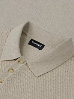 Wam Denim Polo'S|Henry Pique Knit Light Beige Polo