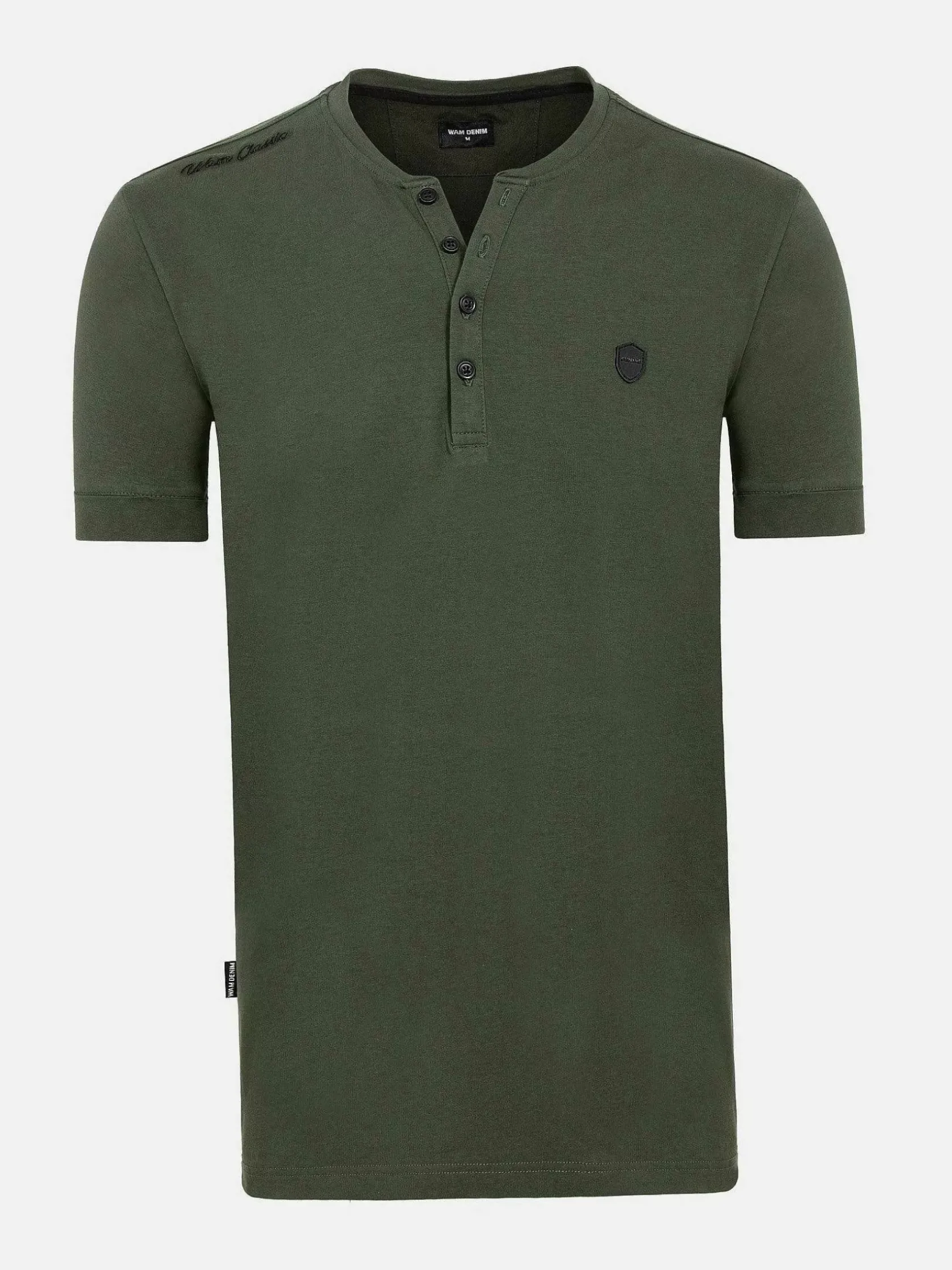 Wam Denim T-Shirts|Korfual Casual V-Neck Button T-Shirt Khaki