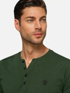 Wam Denim T-Shirts|Korfual Casual V-Neck Button T-Shirt Khaki