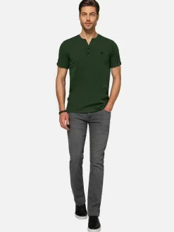 Wam Denim T-Shirts|Korfual Casual V-Neck Button T-Shirt Khaki
