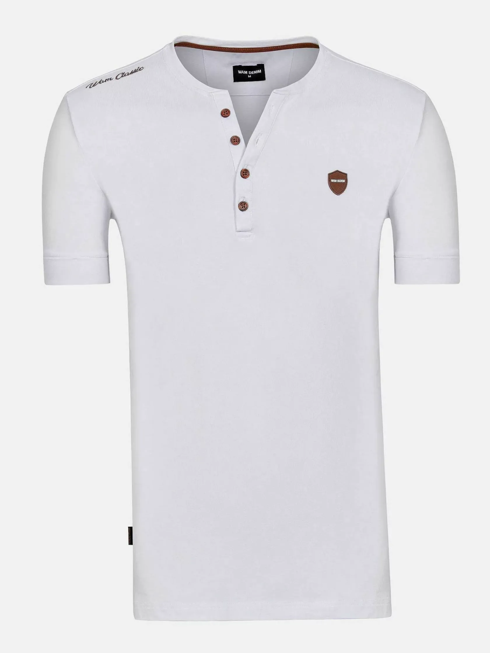 Wam Denim T-Shirts|Korfual Casual V-Neck Button T-Shirt White
