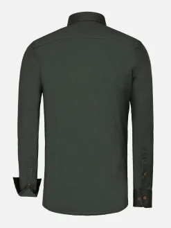 Wam Denim Overhemd Lange Mouwen|Lance Solid Dark Green Overhemd Lange Mouw