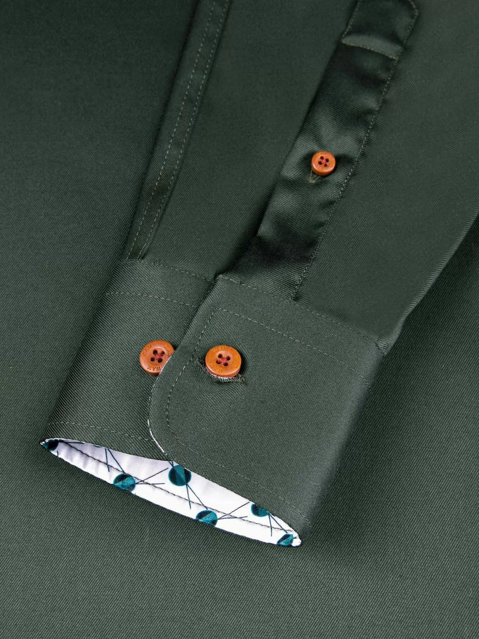 Wam Denim Overhemd Lange Mouwen|Lance Solid Dark Green Overhemd Lange Mouw