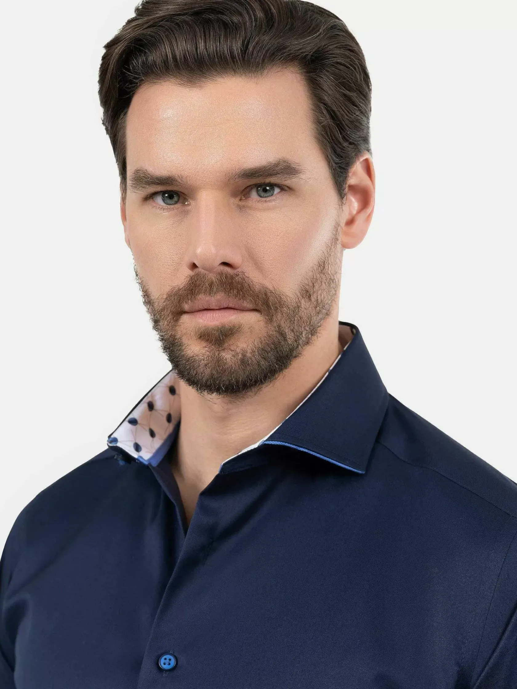Wam Denim Overhemd Lange Mouwen|Lance Solid Navy Overhemd Lange Mouw