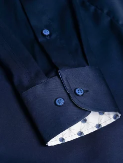 Wam Denim Overhemd Lange Mouwen|Lance Solid Navy Overhemd Lange Mouw
