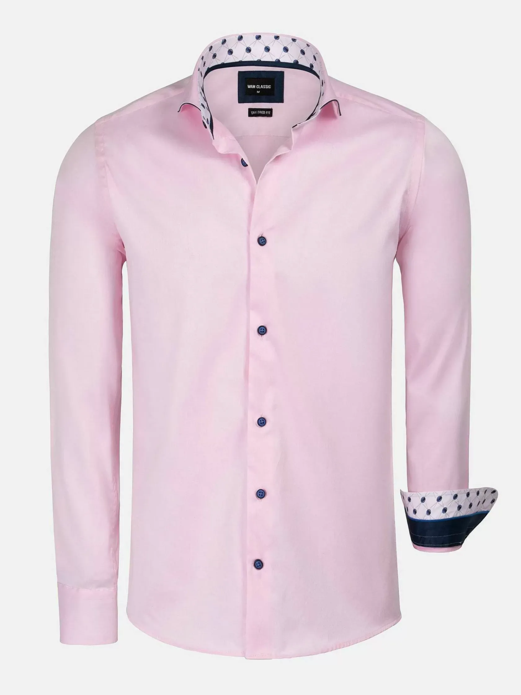 Wam Denim Overhemd Lange Mouwen|Lance Solid Pink Overhemd Lange Mouw