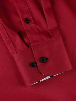 Wam Denim Overhemd Lange Mouwen|Lance Solid Red Overhemd Lange Mouw