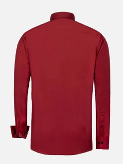Wam Denim Overhemd Lange Mouwen|Lance Solid Red Overhemd Lange Mouw