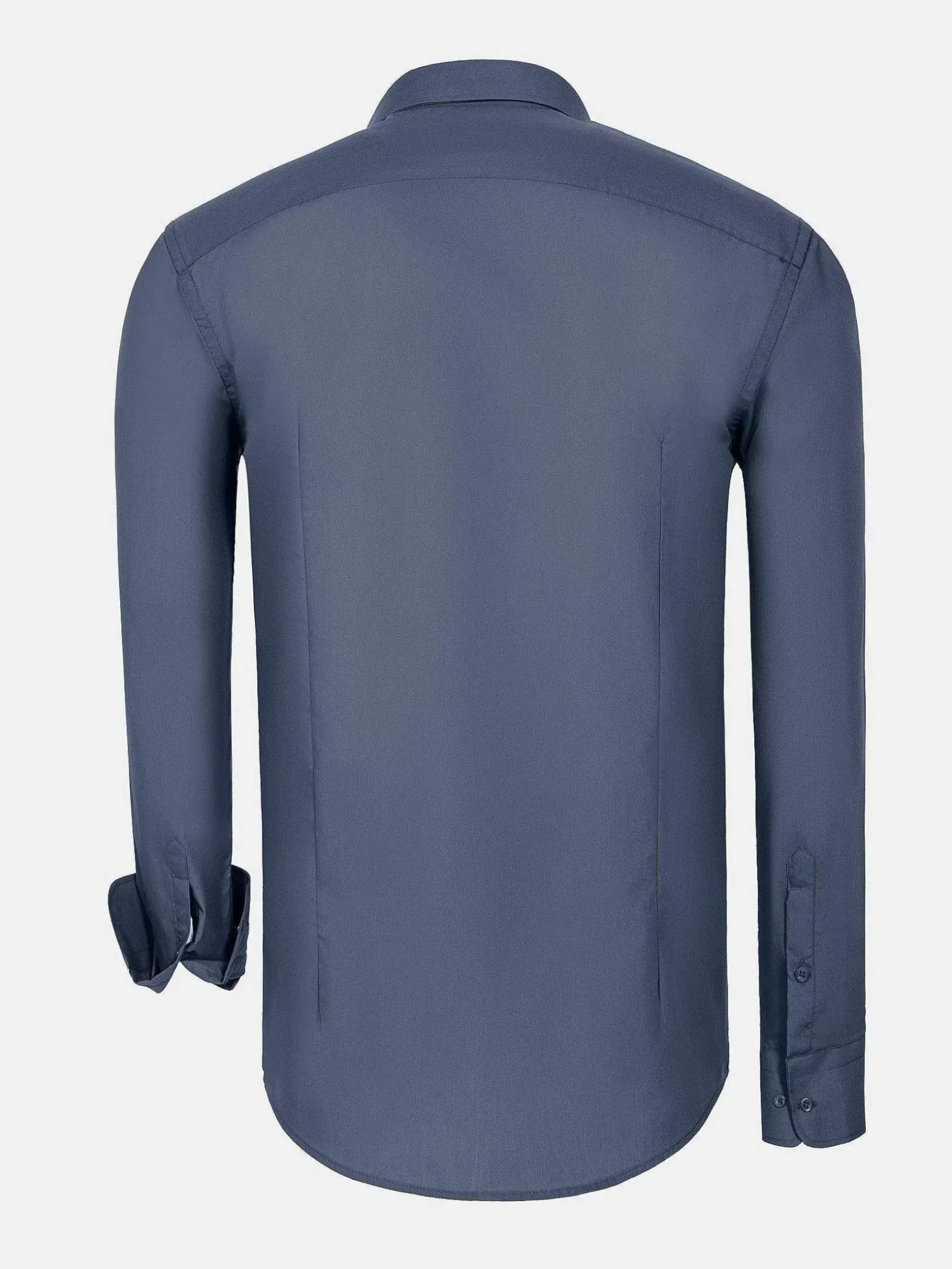 Wam Denim Overhemd Lange Mouwen|Leira Solid Anthracite Overhemd Lange Mouw