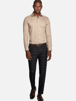 Wam Denim Overhemd Lange Mouwen|Leira Solid Beige Overhemd Lange Mouw