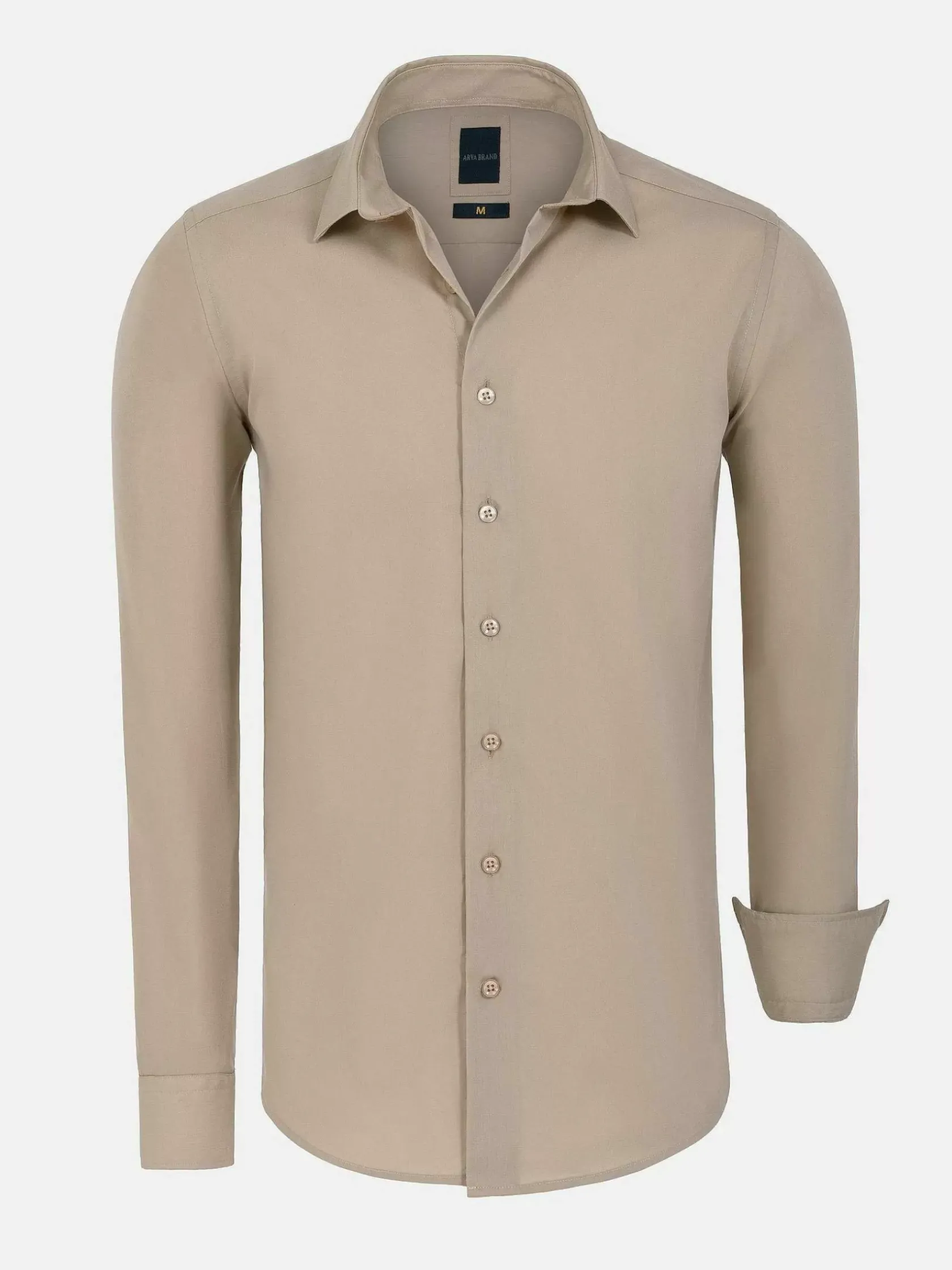 Wam Denim Overhemd Lange Mouwen|Leira Solid Beige Overhemd Lange Mouw