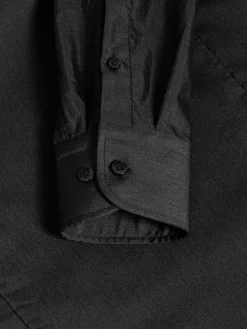 Wam Denim Overhemd Lange Mouwen|Leira Solid Black Overhemd Lange Mouw