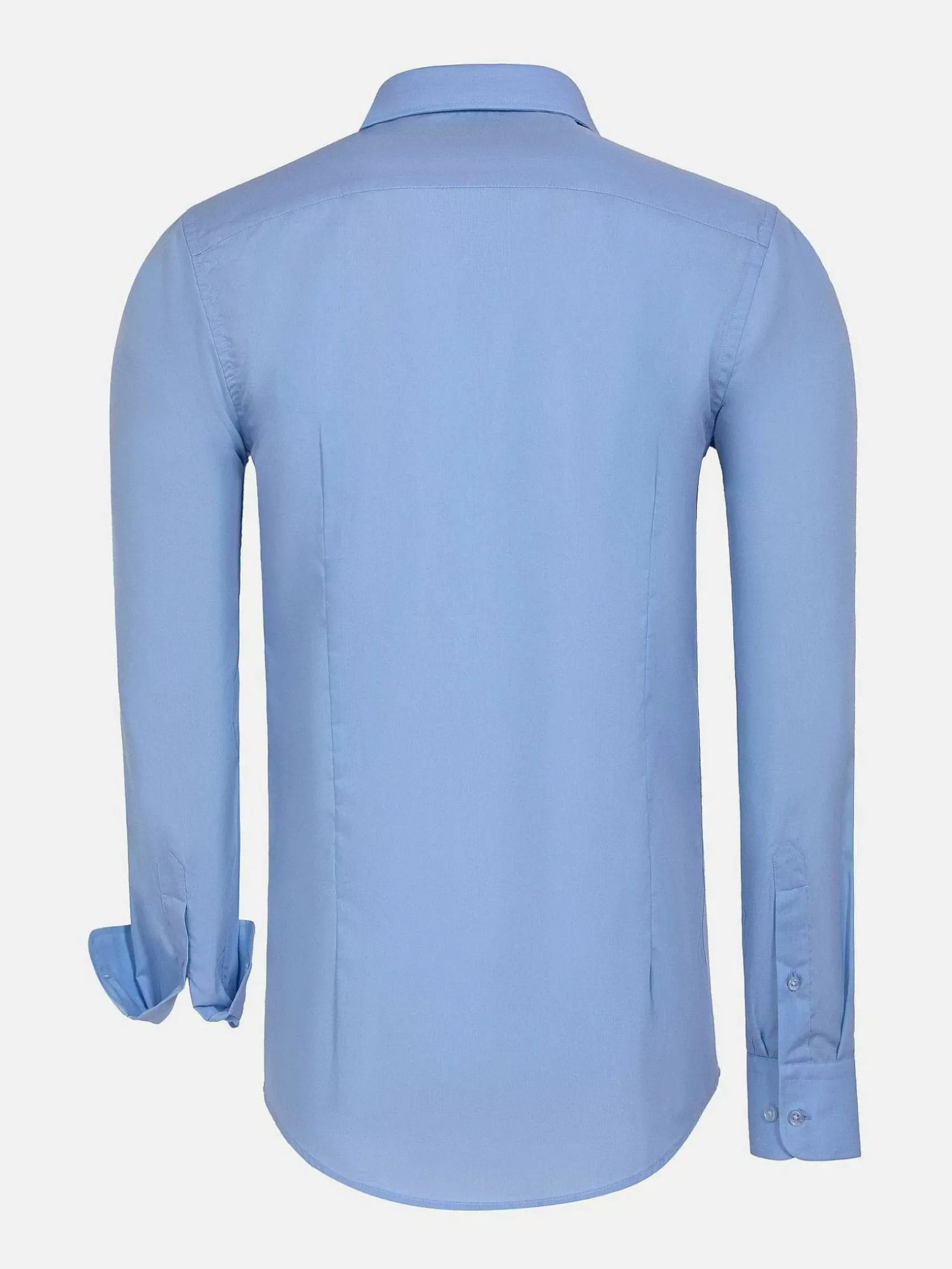Wam Denim Overhemd Lange Mouwen|Leira Solid Blue Overhemd Lange Mouw