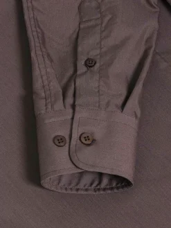 Wam Denim Overhemd Lange Mouwen|Leira Solid Brown Overhemd Lange Mouw