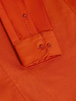 Wam Denim Overhemd Lange Mouwen|Leira Solid Dark Orange Overhemd Lange Mouw