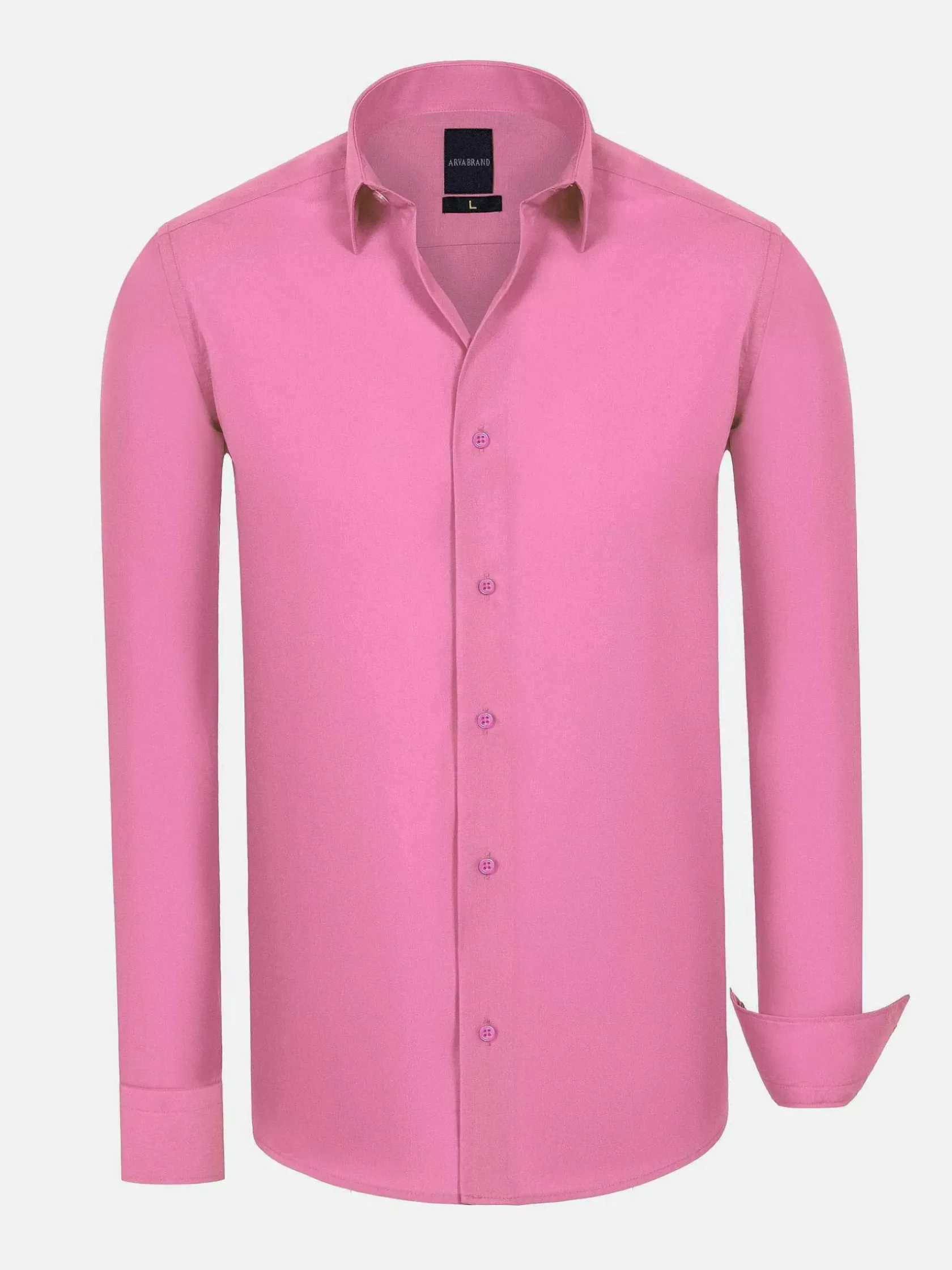 Wam Denim Overhemd Lange Mouwen|Leira Solid Dark Pink Overhemd Lange Mouw