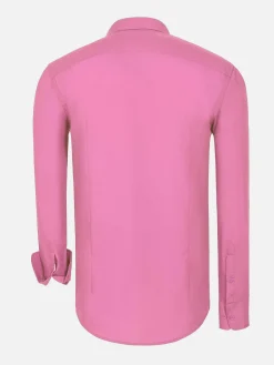 Wam Denim Overhemd Lange Mouwen|Leira Solid Dark Pink Overhemd Lange Mouw