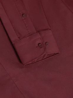 Wam Denim Overhemd Lange Mouwen|Leira Solid Dark Red Overhemd Lange Mouw